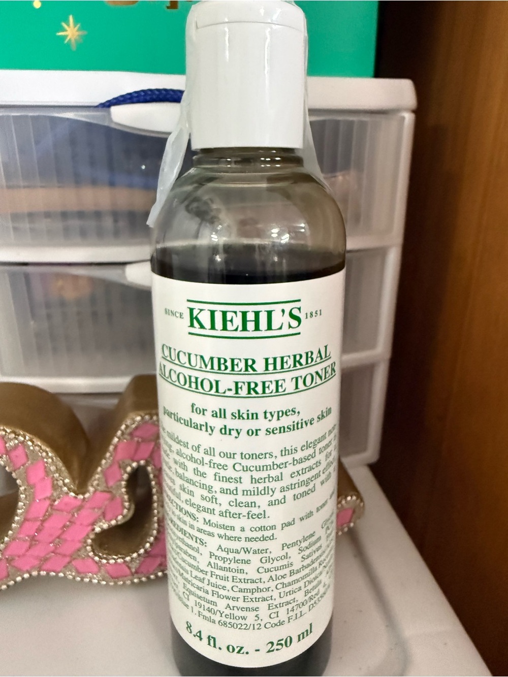 Kiehl's Cucumber Herbal Alcohol-Free Toner — green bottle with white cap
